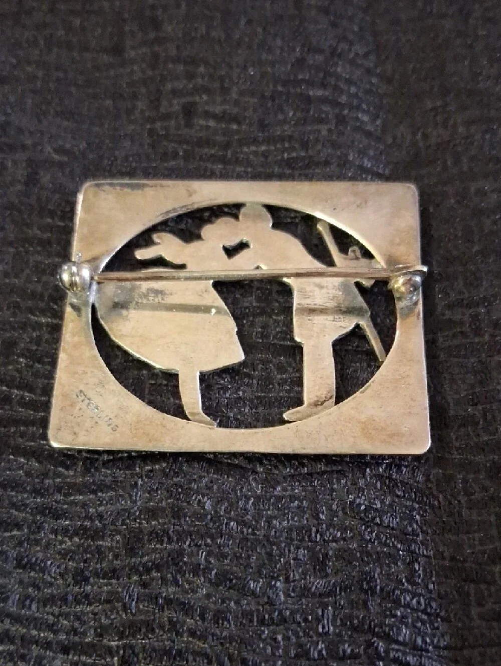 Stirling Silver Vintage Silhouette Couple Brooch Pin - Picture 2 of 5